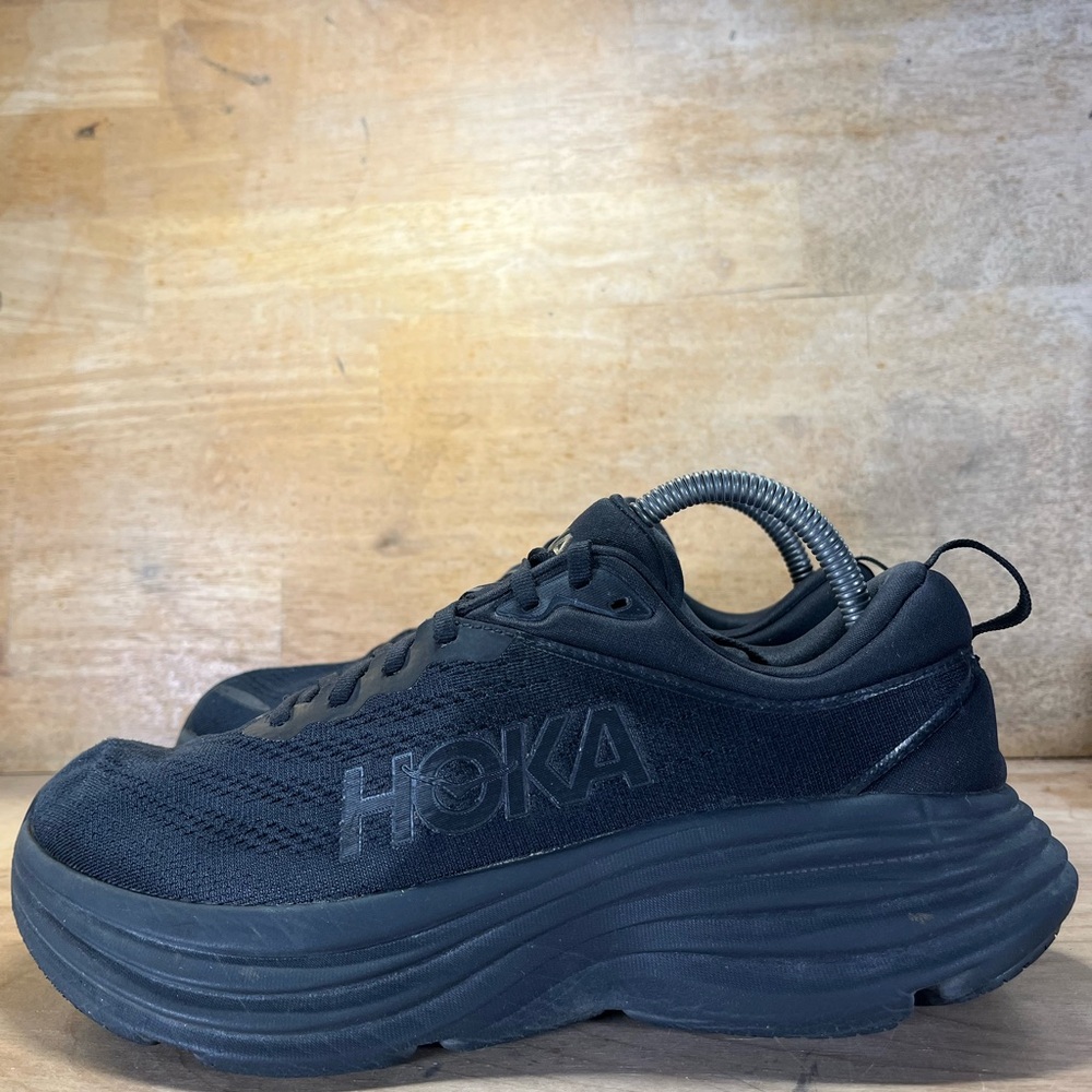 Hoka One One Bondi 8 REFLECTIVE Womens Size 9 Running Shoes Sneakers Black - Picture 4 of 12